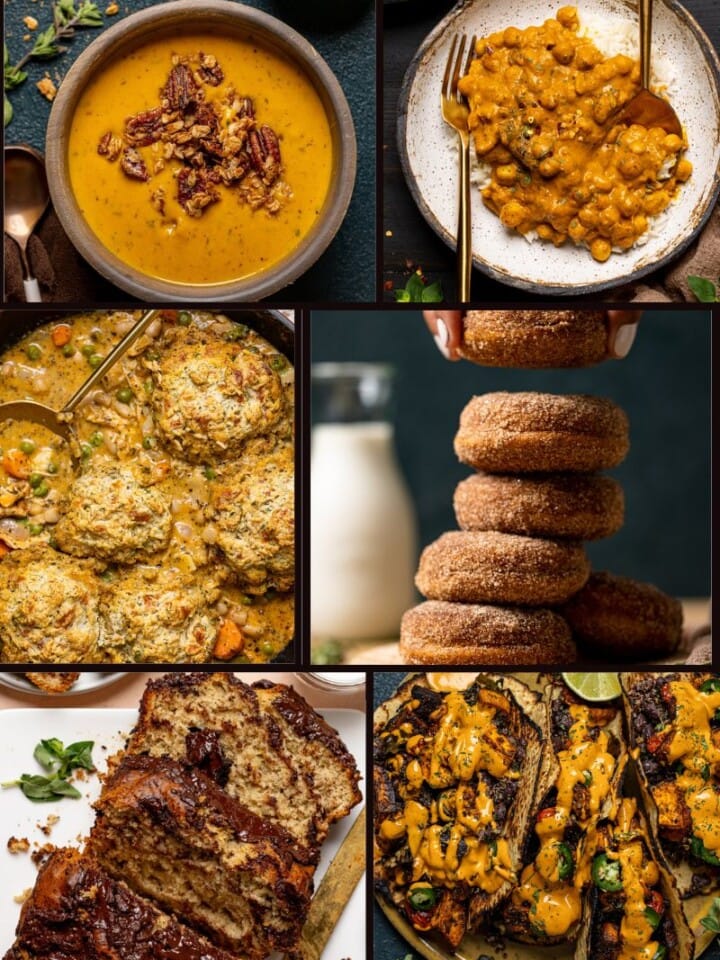 Photo collage of all fall recipes.