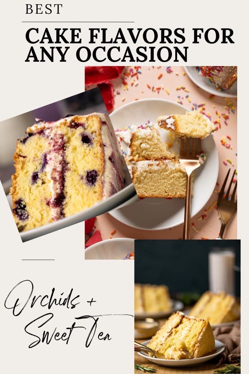 Photo collage of different cake flavors.