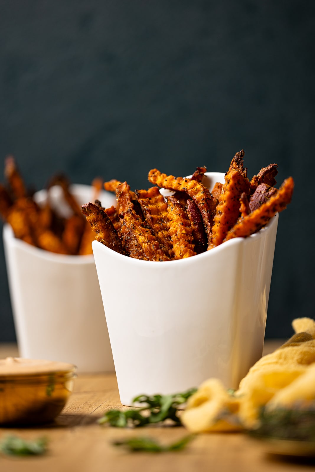 Spiced Crispy & Curly Sweet Potato Fries - Sprinkle of Green