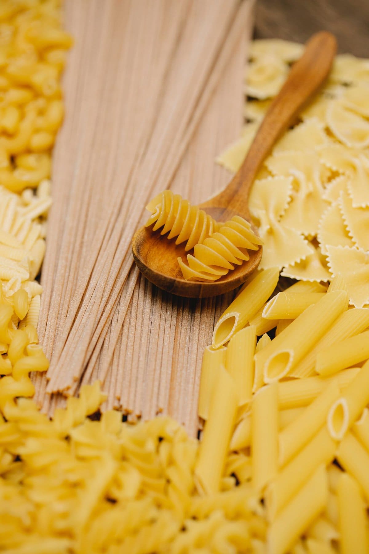 Different Dry Pastas For Pantry Staples.