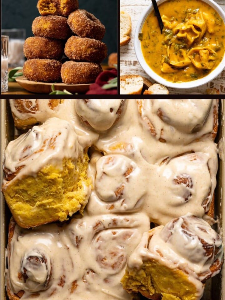Photo collage of pumpkin recipes.