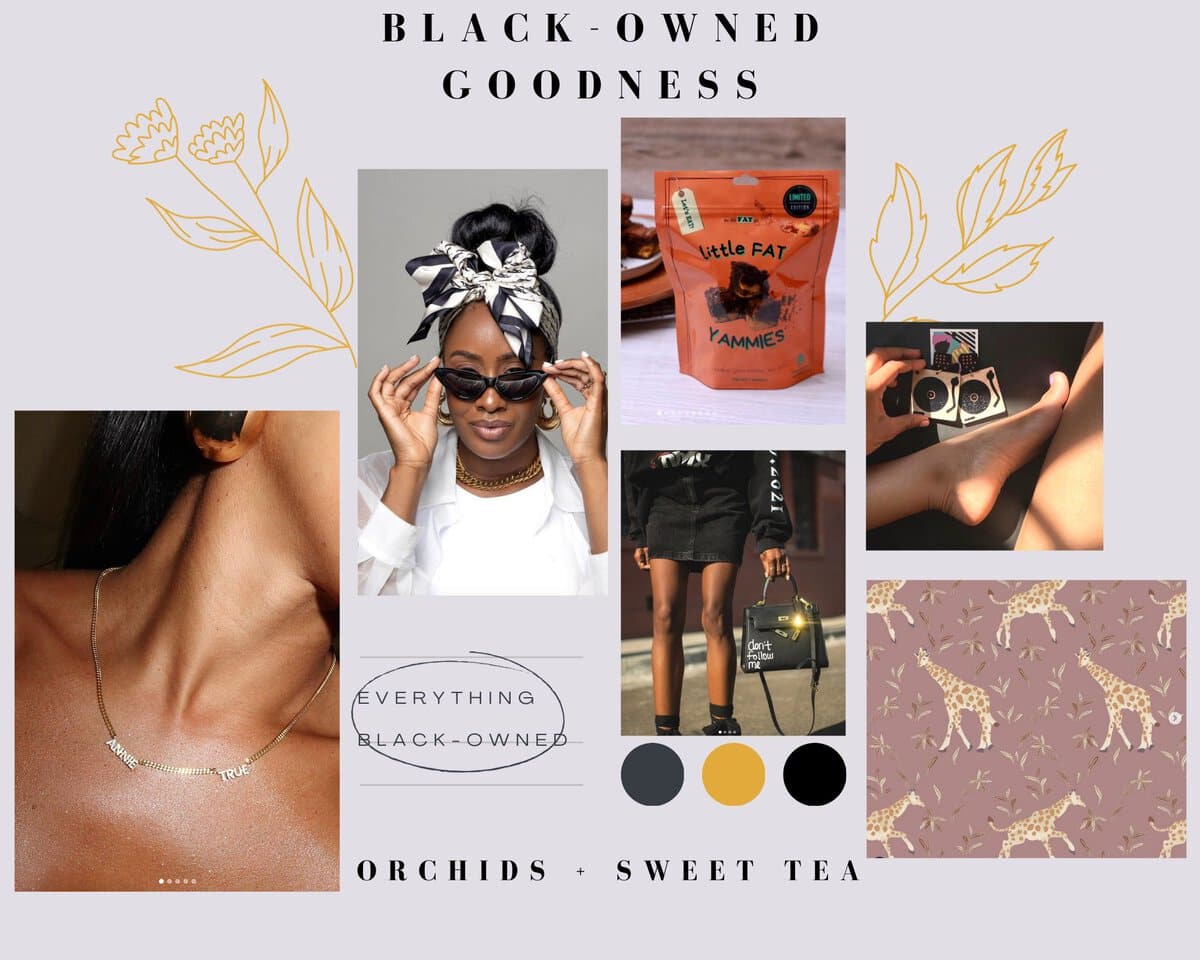 Collage of great black-owned brands for gift guide.