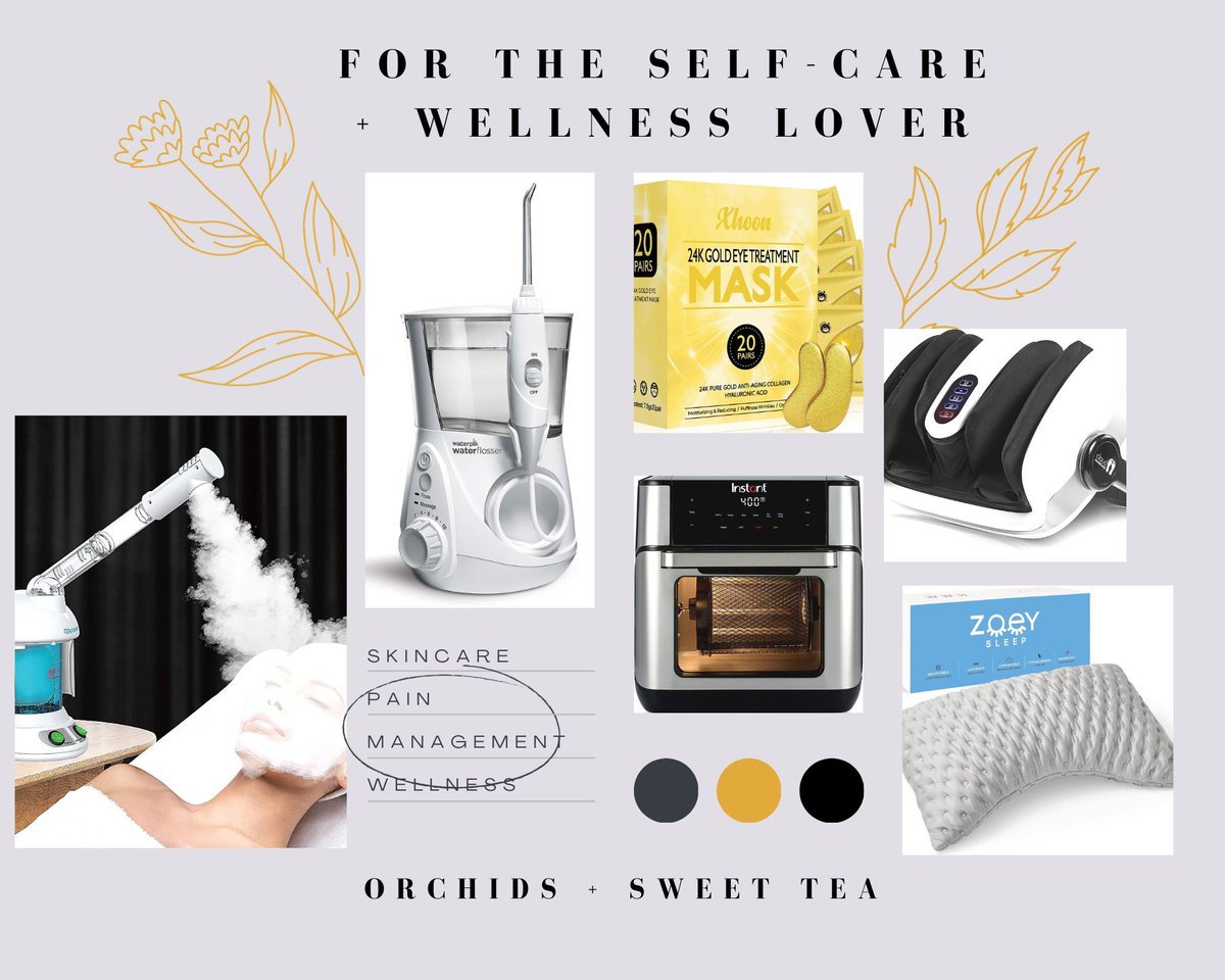 Collage of wellness items for gift guide.