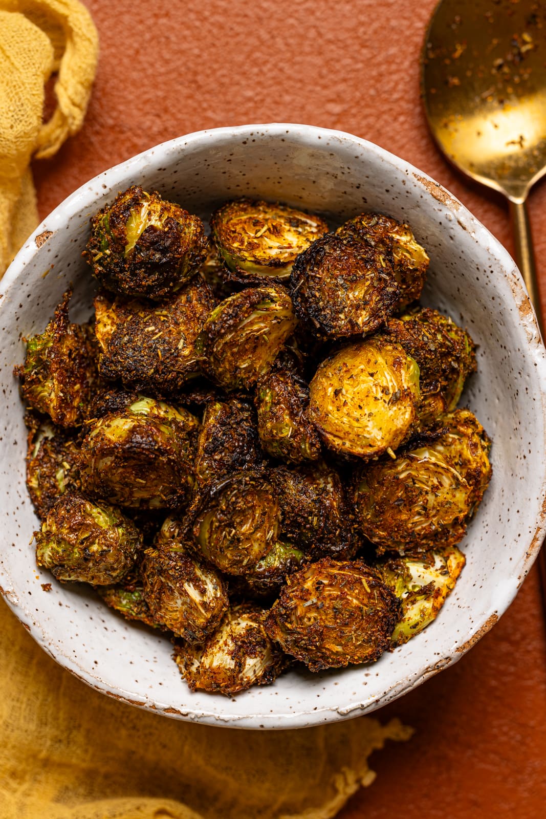 Up close shot of Brussels Sprouts in a bowl.