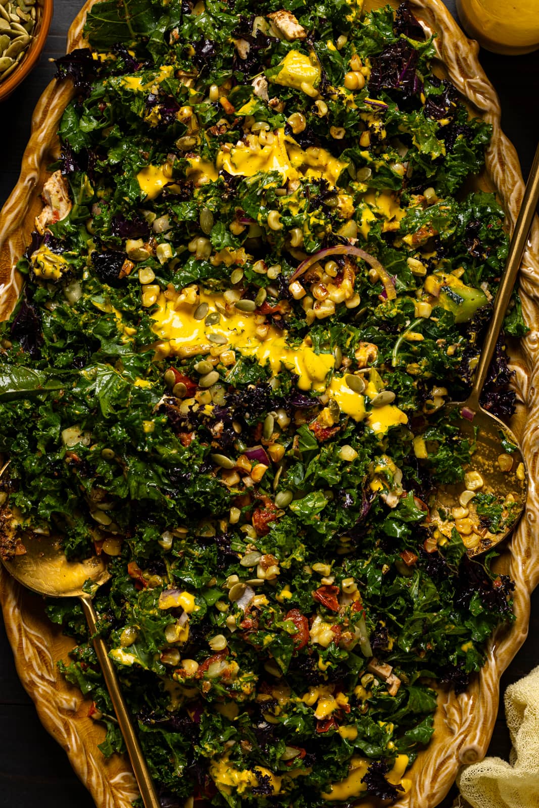 Up close shot of chopped salad.