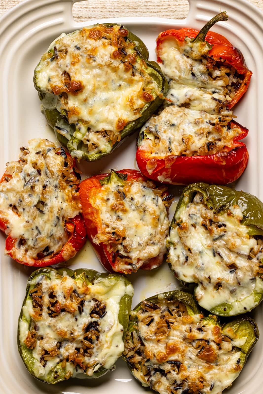 Baked peppers on a serving dish.