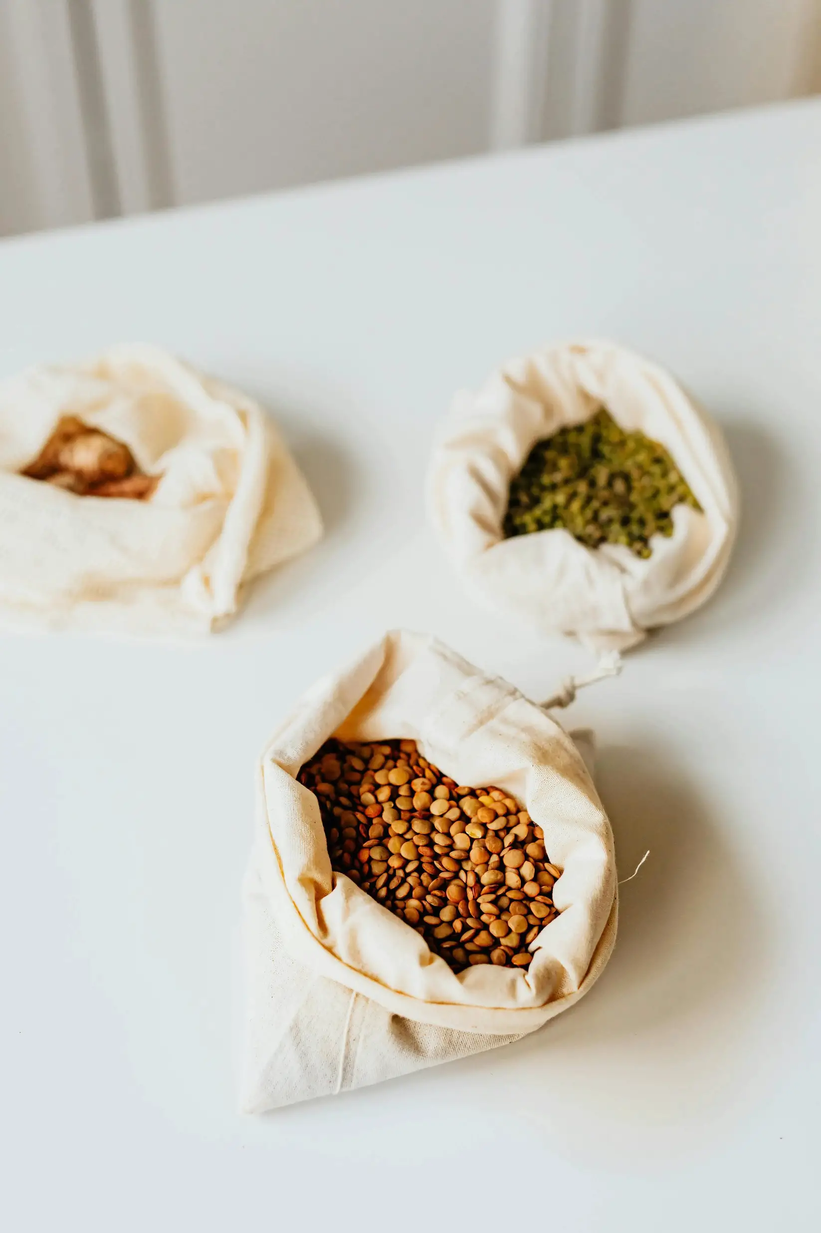 Brown lentils in a bag a great vegan source of protein. 