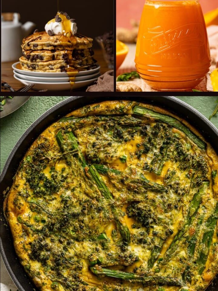 Collage for breakfast and brunch recipes ideas for Easter 2024.