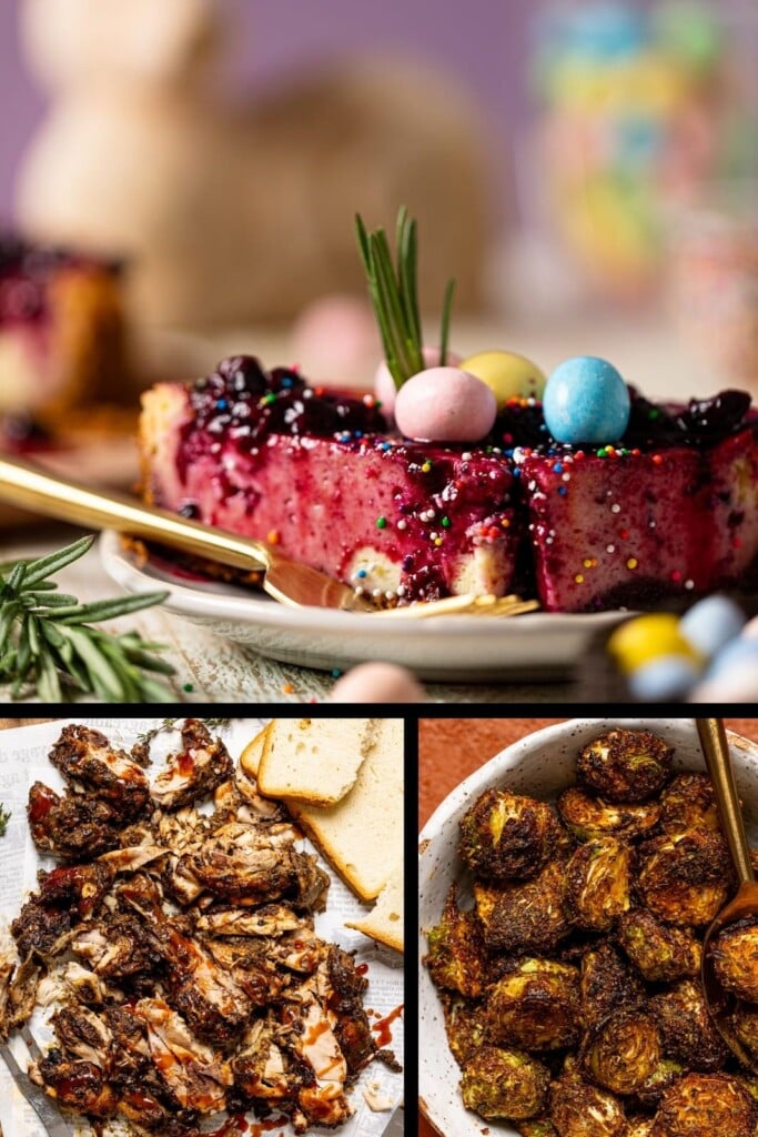 Collage of Easter foods and desserts.