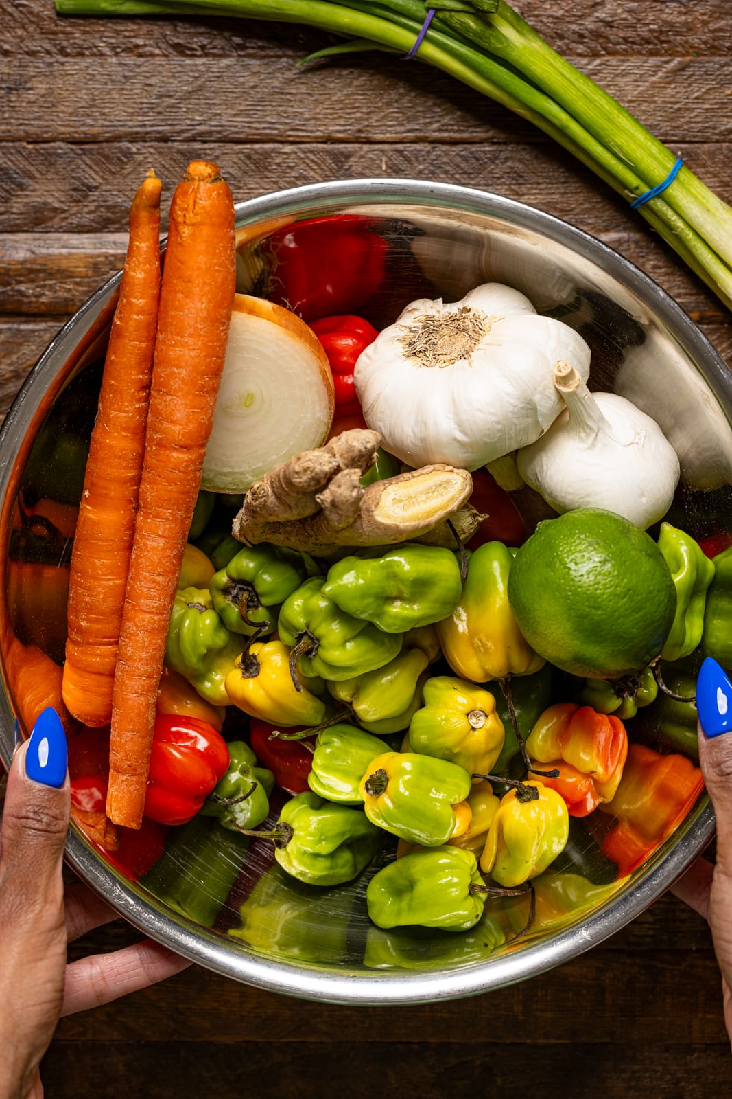 All ingredients in a silver bowl.