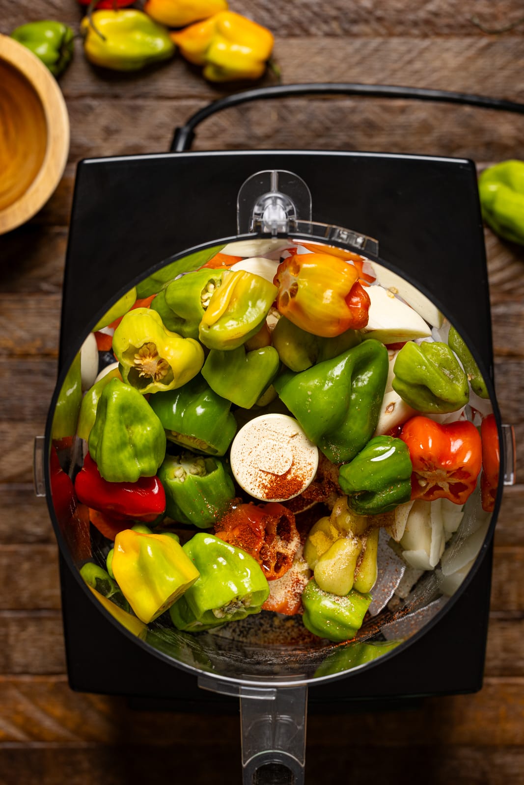 All ingredients in a food processor.