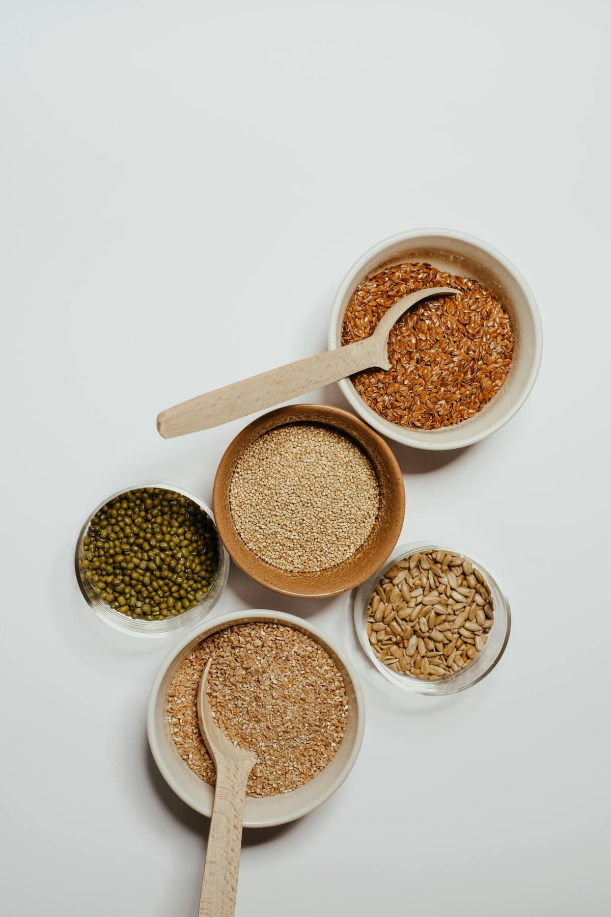 Bowls of dry grains.