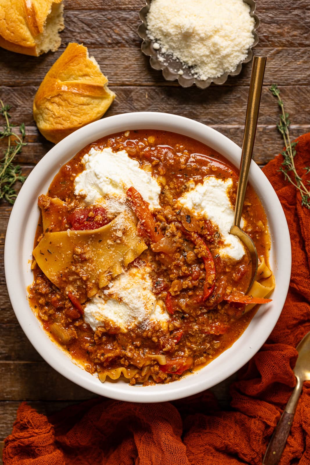 Comforting Vegetarian Lasagna Soup