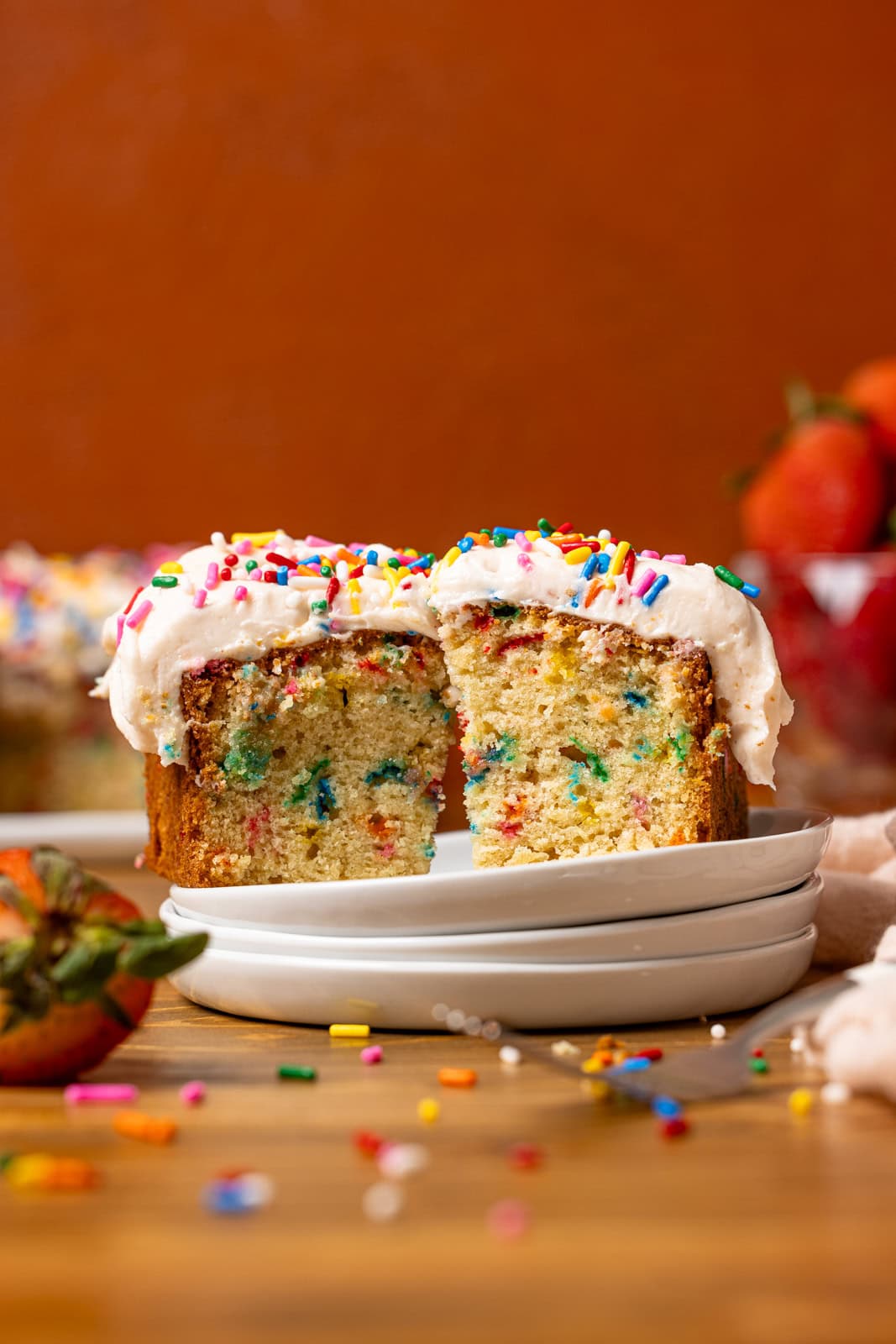 Strawberry Birthday Sheet Cake with Sprinkles