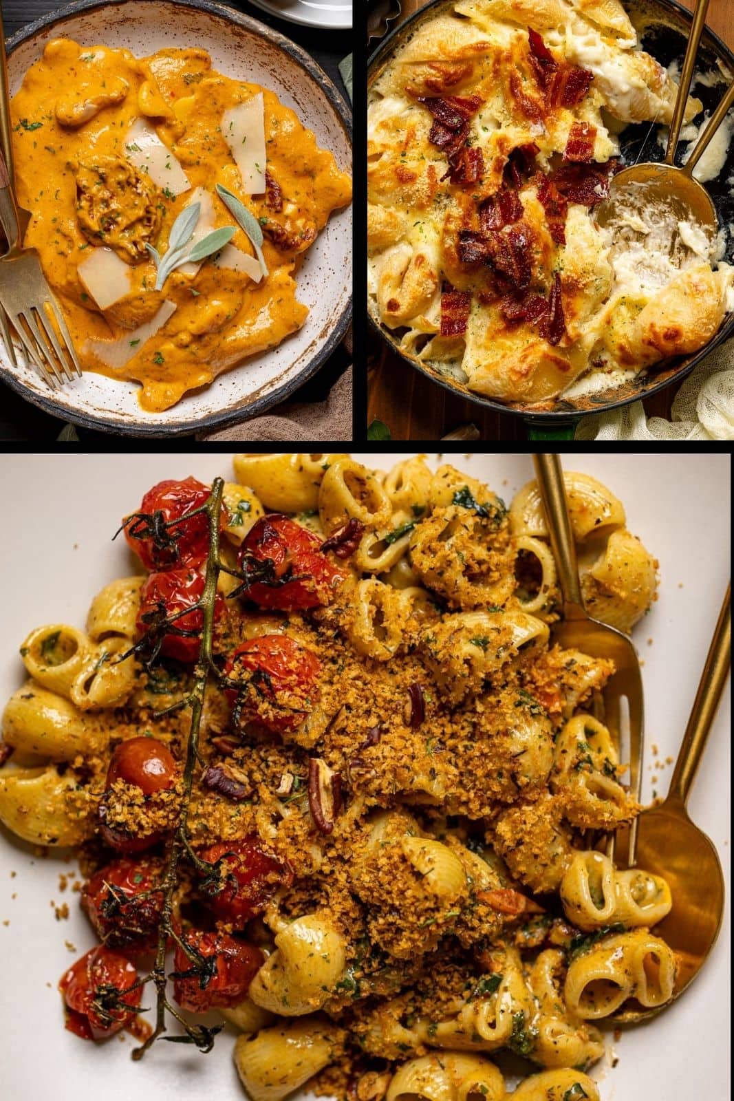 Collage image of pasta recipes. 