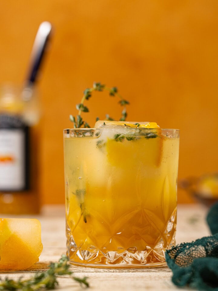 Up close shot of orange mocktail.