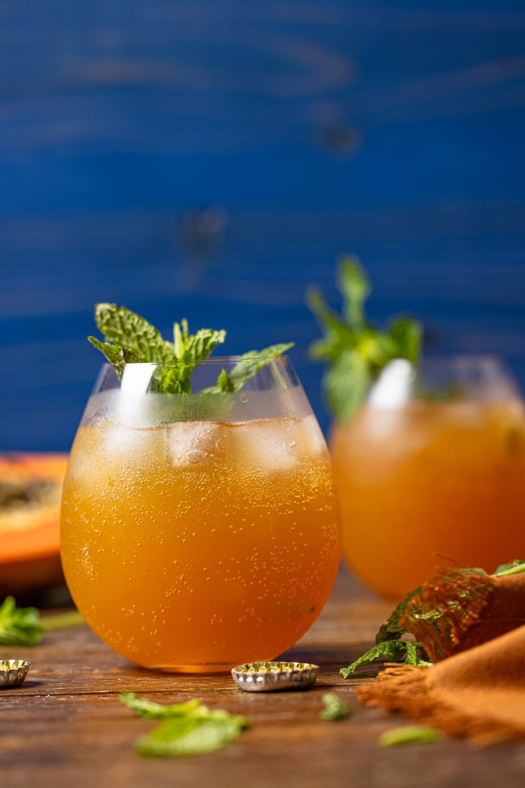 Up close shot of mocktails.