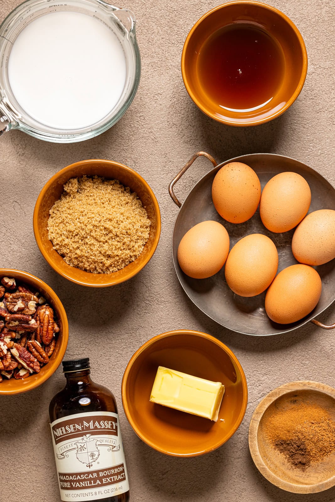 Ingredients on a grey-brown concrete table.