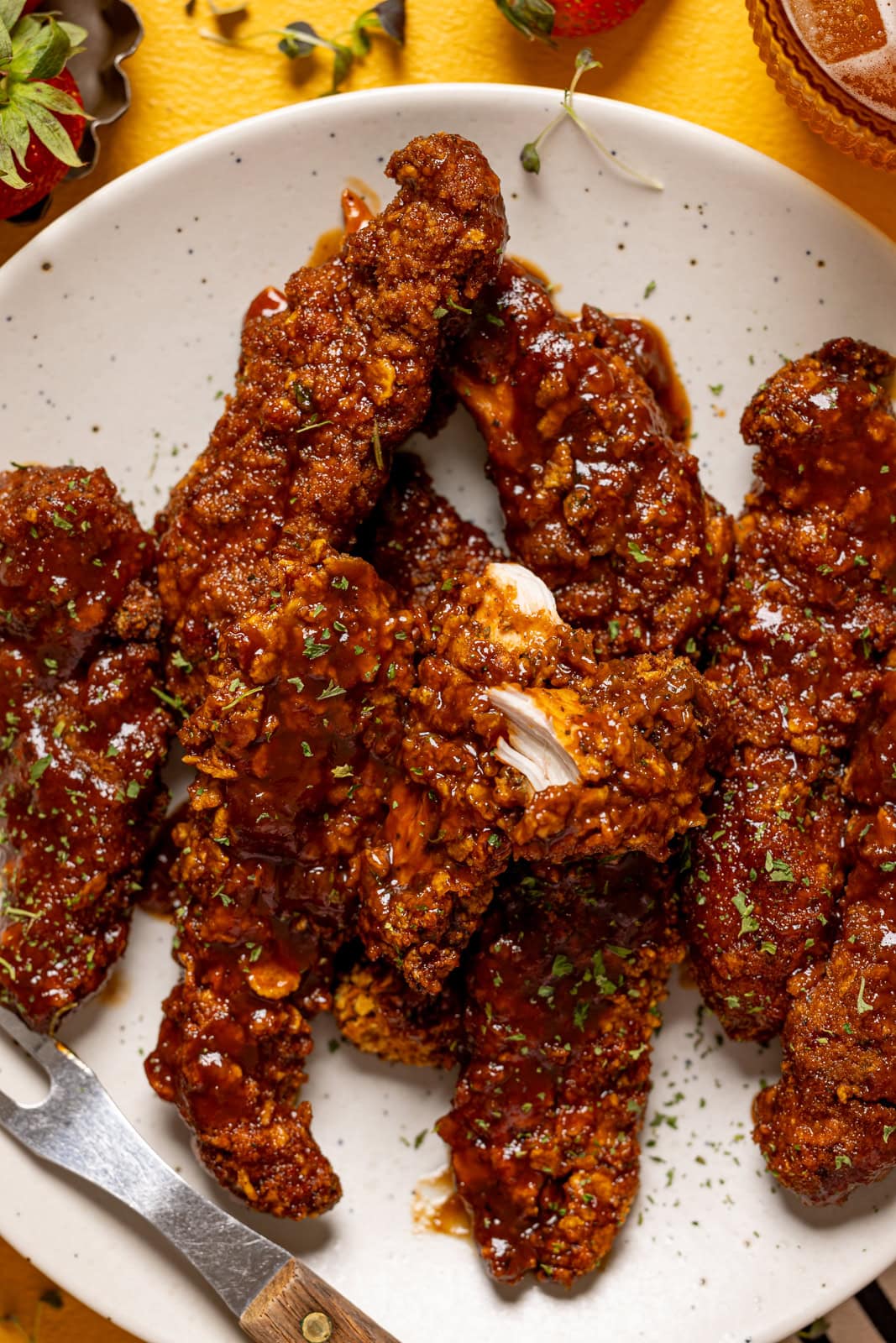 Up close shot of chicken tenders.