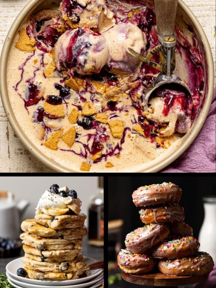 Collage of blueberry recipes.