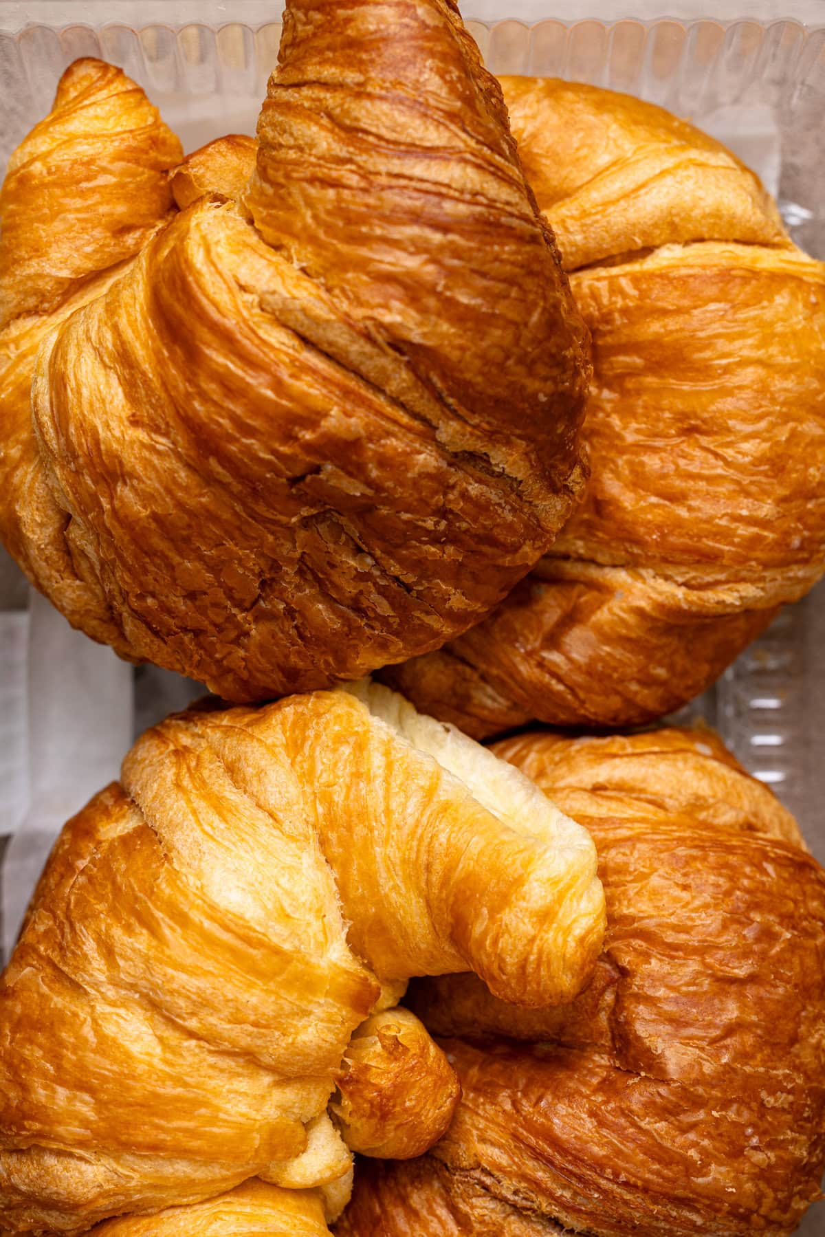 Up close shot of croissants. 