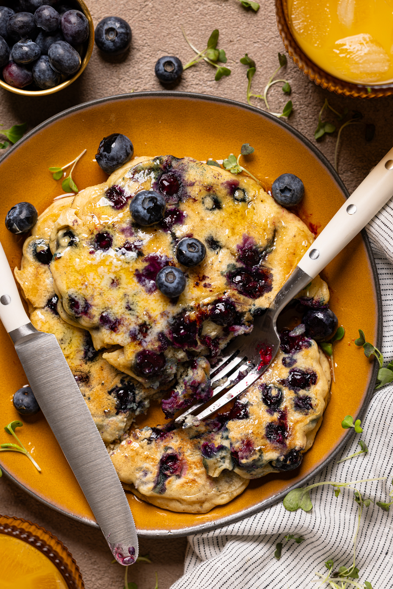 Extra Fluffy Honey Blueberry Pancakes