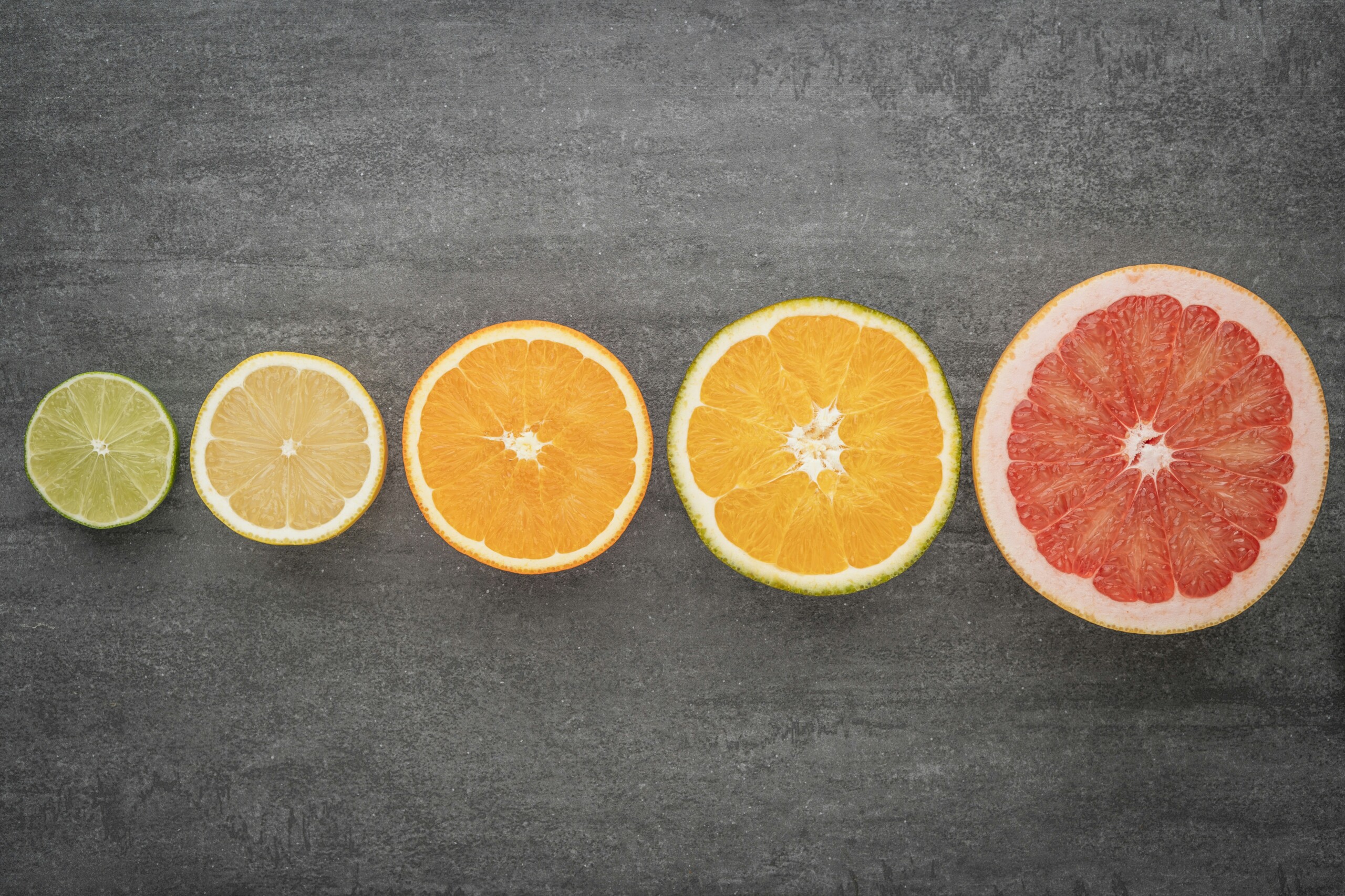 Citrus fruits line up