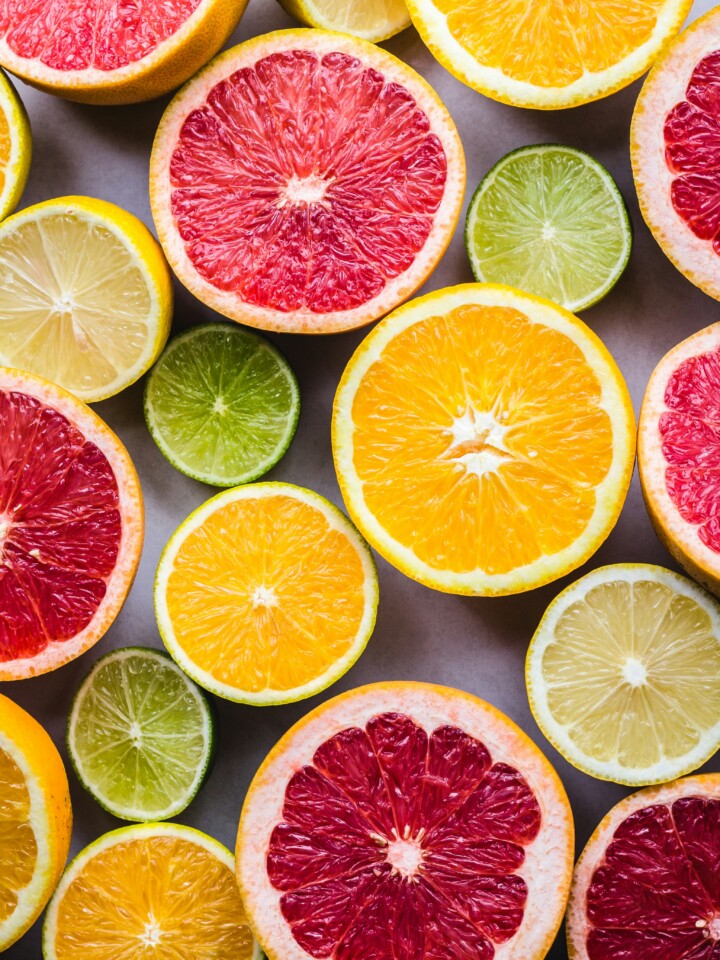 Citrus fruits cut open