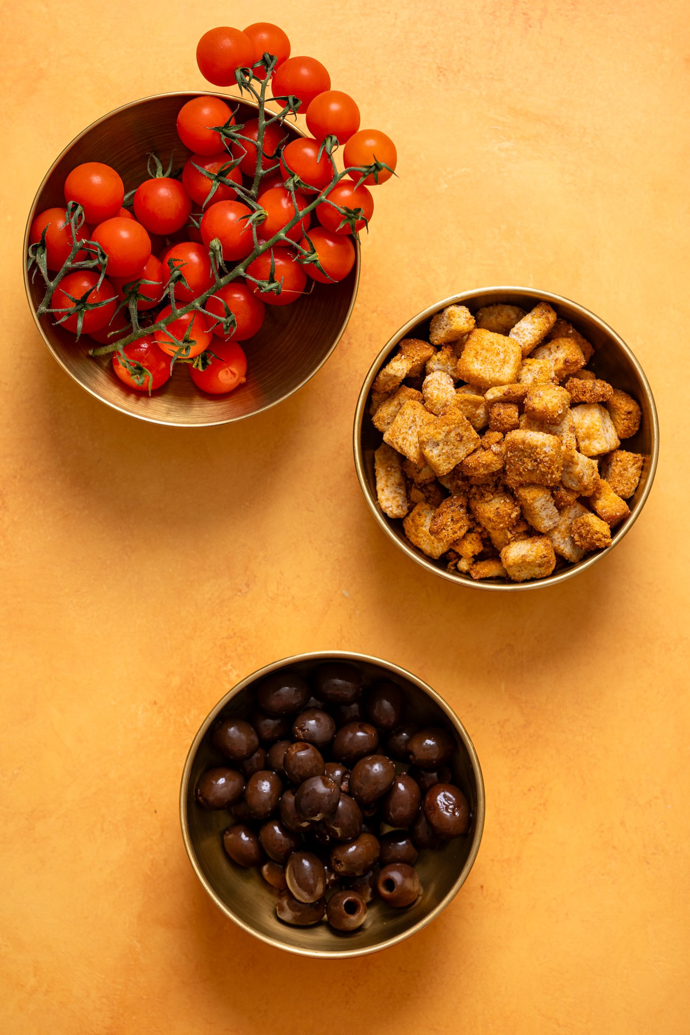 Ingredients on a yellow table.