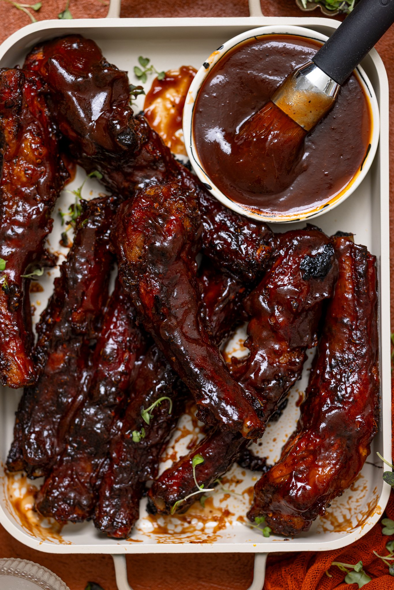 Up close shot of Hubby’s Favorite Oven-Baked BBQ Ribs.