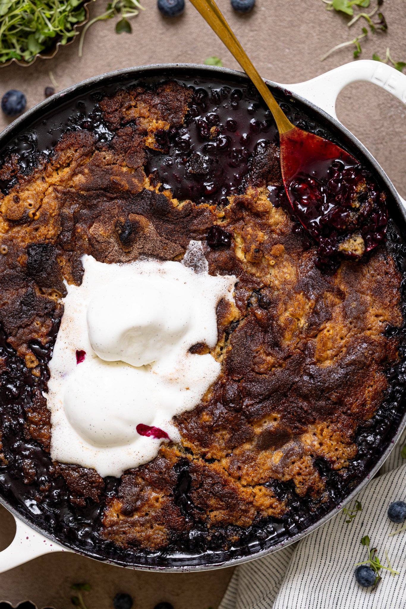 Up close shot of My Fave Blueberry Dump Cake.