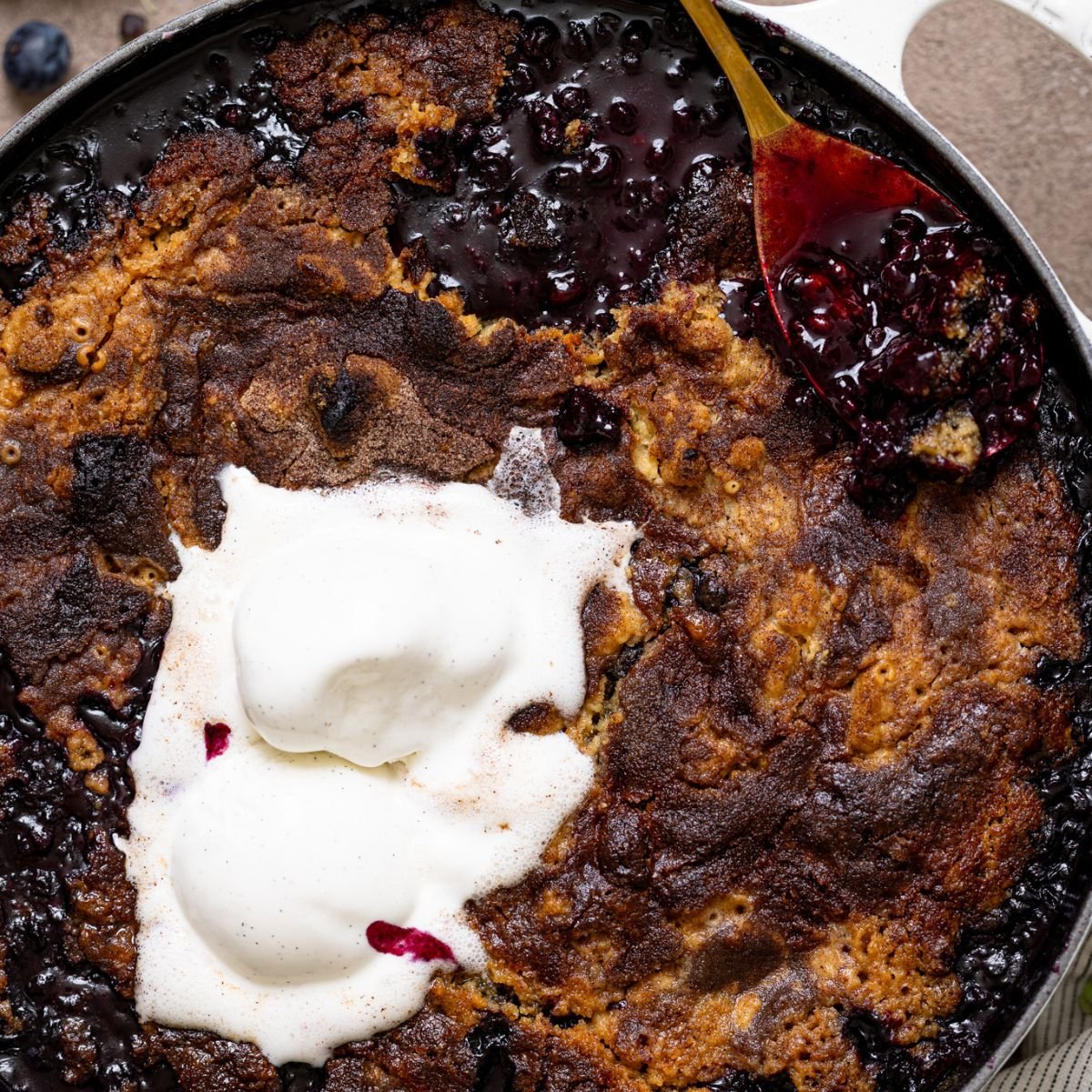 Up close shot of My Fave Blueberry Dump Cake.