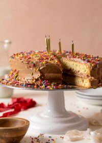 Grandma’s Vanilla Birthday Cake with Chocolate Frosting