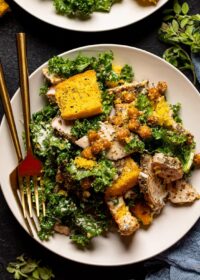 Chicken Caesar Salad with Cornbread Croutons